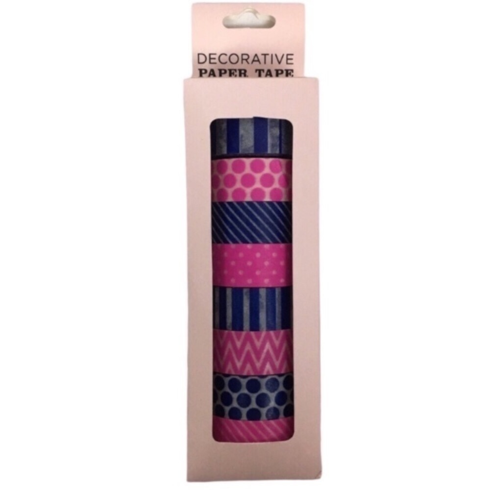 ELUM DESIGNS Washi Paper Tape Decorative Navy Pink 8 Rolls Scrapbooking Planner